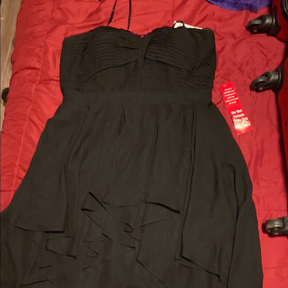 Black Strapless Pleated Cocktail Sundress